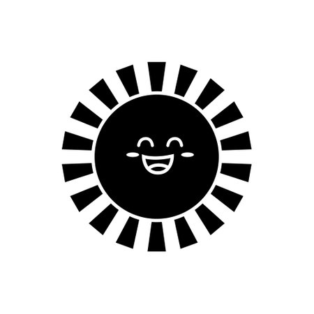 Funny sun icon vector. Smiling sun illustration sign. Sun symbol or logo.のイラスト素材
