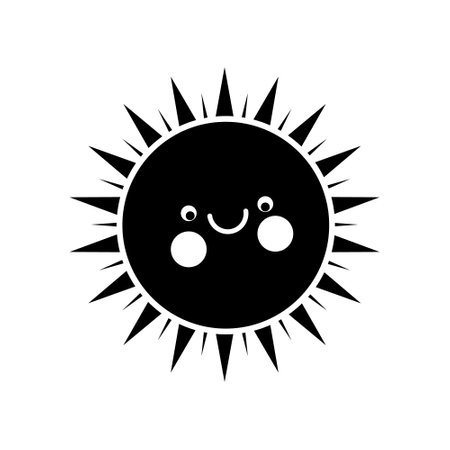 silhouette of cute sun kawaii character vector illustration designのイラスト素材