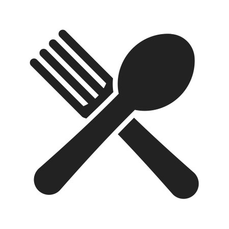 Spoon and fork icon, vector illustration. Flat design style.のイラスト素材