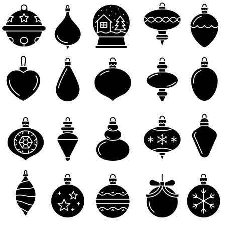 Christmas ornaments icons set. Simple set of christmas ornaments vector icons for web design on white backgroundのイラスト素材