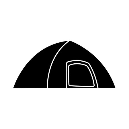 camping tent icon over white background, silhouette style, vector illustrationのイラスト素材