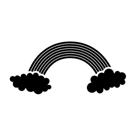 rainbow and clouds icon over white background, silhouette style, vector illustrationのイラスト素材