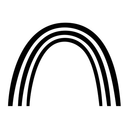 Black and white rainbow icon. Simple illustration of black and white rainbow vector icon for webのイラスト素材