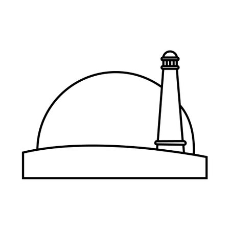 Indian hat with lighthouse isolated icon vector illustration design black and whiteのイラスト素材