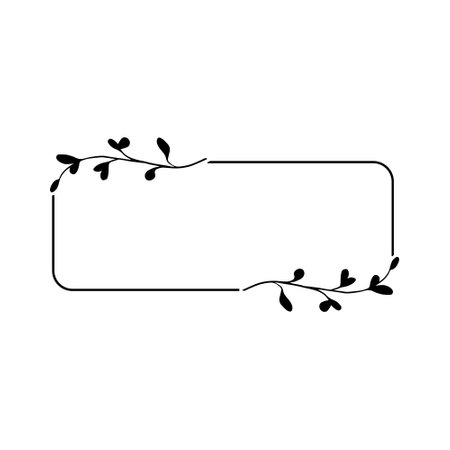 frame with leafs decoration isolated icon vector illustration design black and whiteのイラスト素材