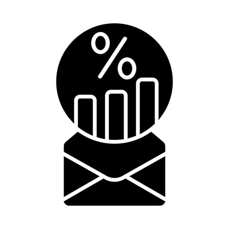 Envelope with percentage black icon, concept illustration, glyph symbol, vector flat sign.のイラスト素材