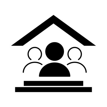 People in house black icon, concept illustration, vector flat symbol, glyph sign.