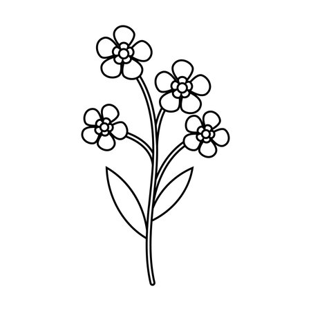 cute flower with leaves isolated icon vector illustration designiconiconのイラスト素材