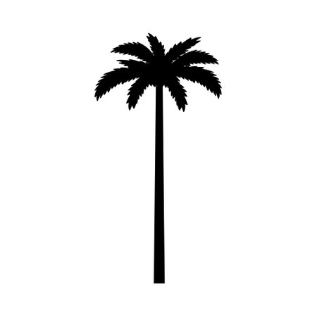 silhouette of palm tree vector icon over white background, Tropical illustration.のイラスト素材