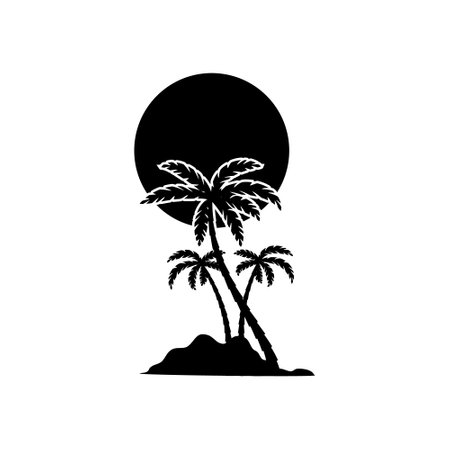 Palm tree icon. Silhouette of palm tree on white backgroundのイラスト素材