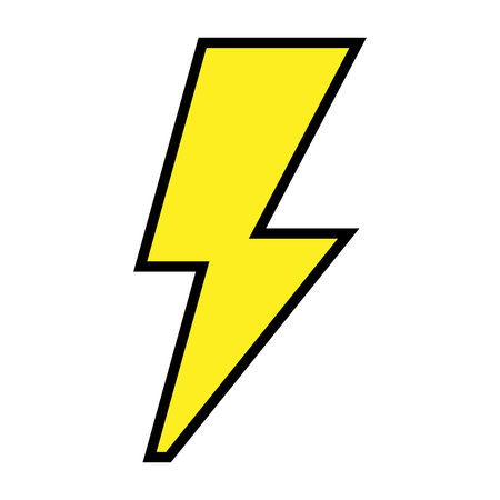 Lightning vector icon. Style is outline flat icon symbol, yellow color, white background.