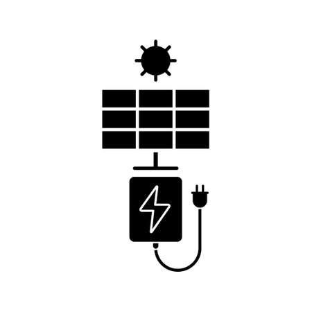 Solar panel black icon, concept illustration, vector flat symbol, glyph sign.のイラスト素材