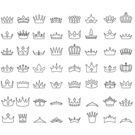 Set of crowns isolated on white background. Vector illustration for your designのイラスト素材