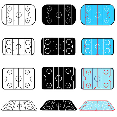 Ice hockey rink icon isolated on white background. Flat design. Vector Illustrationのイラスト素材