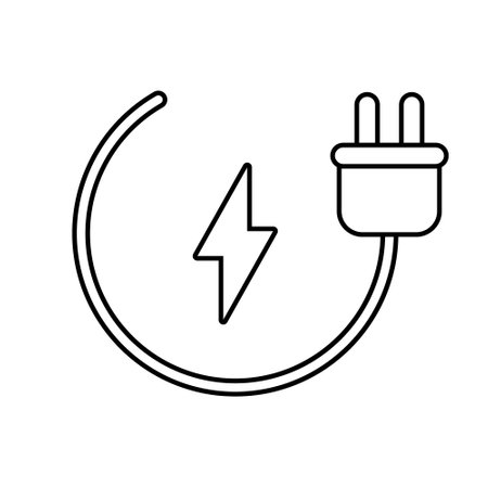 electric plug and power cable icon over white background, line style, vector illustrationのイラスト素材