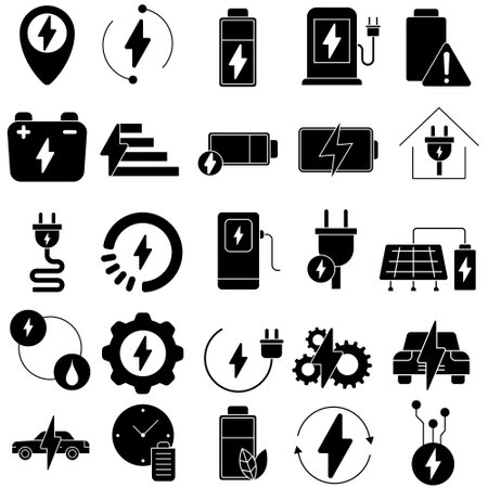 Electricity icons set. Simple illustration of 25 electricity icons for webのイラスト素材
