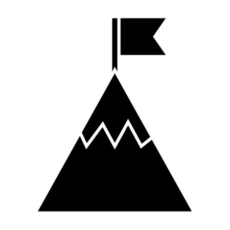 Mountain with flag icon. Simple illustration of mountain with flag vector icon for webのイラスト素材
