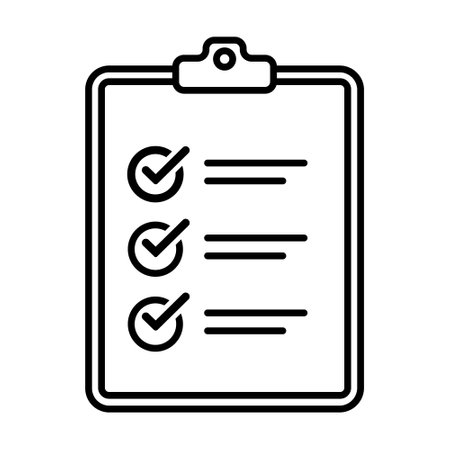 checklist clipboard with checklist icon over white background, line style, vector illustrationのイラスト素材