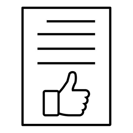 Thumb up document icon. Outline thumb up document vector icon for web design isolated on white backgroundのイラスト素材
