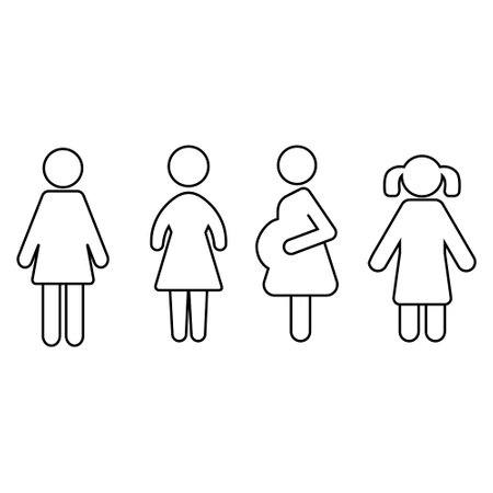 pregnant woman line icon, vector illustration. Flat design styleのイラスト素材
