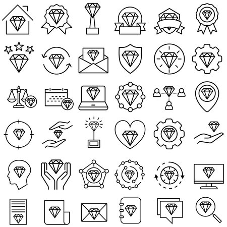 Wedding icons set. Outline wedding icons for web design isolated on white backgroundのイラスト素材