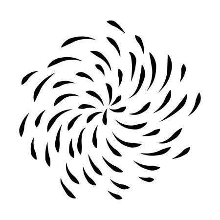 Black and white abstract spiral, swirl, twirl element. Radial, radiating whirlpool, whirlpool illustrationのイラスト素材