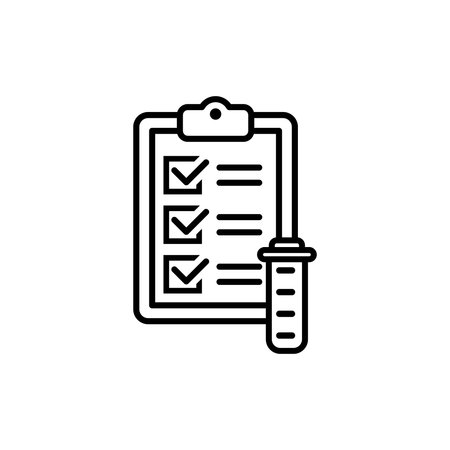 Clipboard with checklist and syringe line icon. Vector illustrationのイラスト素材