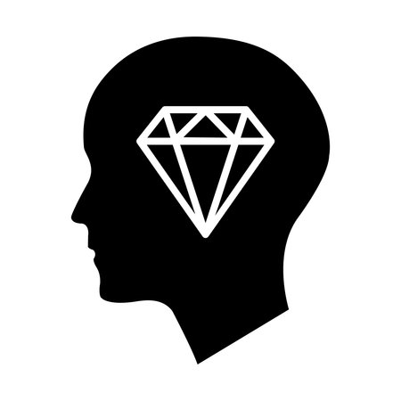 Silhouette of a man with a diamond in his head.のイラスト素材