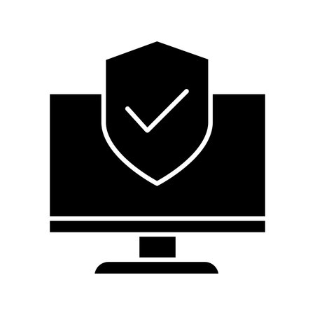 Computer security black icon, concept illustration, glyph symbol, vector flat sign.のイラスト素材