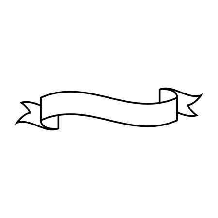 decorative ribbon icon over white background, line style, vector illustrationのイラスト素材