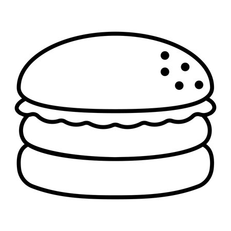 hamburger fast food icon vector illustration design graphic design in black and whiteのイラスト素材