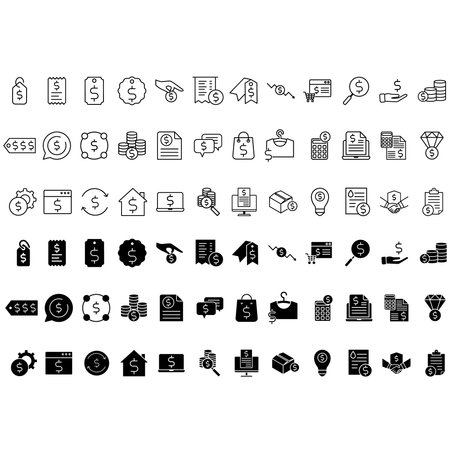 Set of vector black and white icons and signs for web and mobile applicationsのイラスト素材