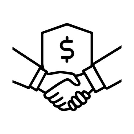 Shaking hands vector icon. Black illustration isolated on white background for graphic and web design.のイラスト素材