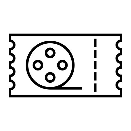 cinema ticket icon over white background, line style, vector illustrationのイラスト素材
