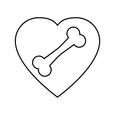 heart with bones icon over white background, line style, vector illustrationのイラスト素材