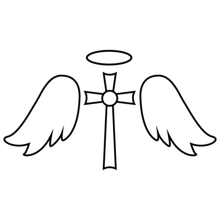 angel wings icon over white background, flat design, vector illustration.のイラスト素材