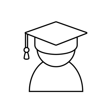 graduation cap icon over white background, line style, vector illustrationのイラスト素材