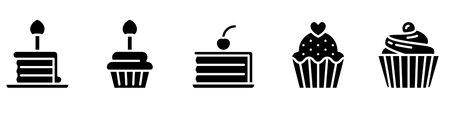 Cupcake icon set. Cake vector icon. Cake vector icon