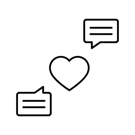 social media marketing, speech bubble with heart love vector illustration line style iconのイラスト素材