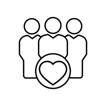 people with heart icon over white background, line style, vector illustrationのイラスト素材
