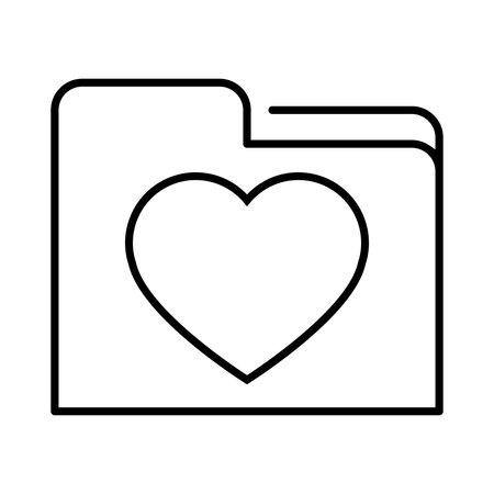 folder with heart icon over white background, line style, vector illustrationのイラスト素材