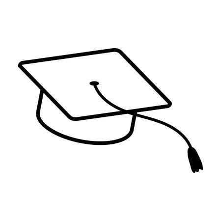 graduation hat icon over white background, line style, vector illustrationのイラスト素材