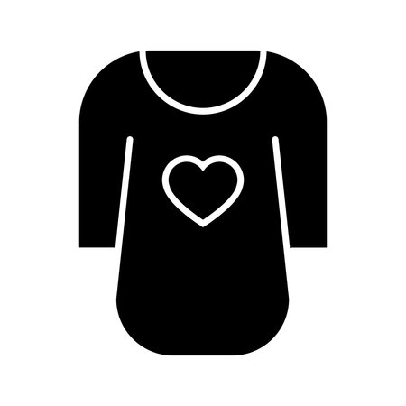 cute shirt baby with heart icon vector illustration silhouette style simple imageのイラスト素材