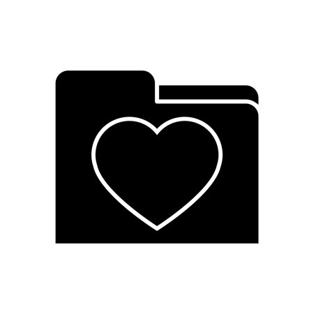 folder with heart icon over white background, silhouette style, vector illustrationのイラスト素材