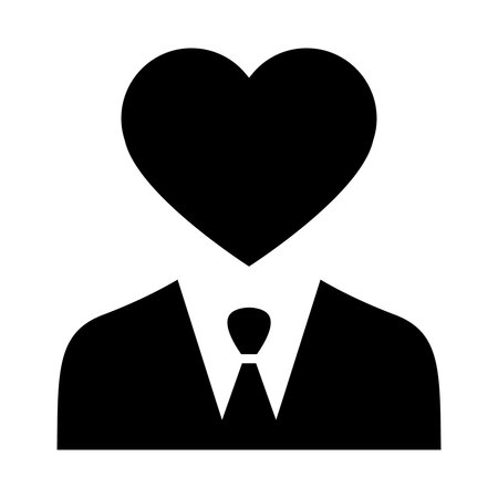 Love icon vector male user person profile avatar symbol with heart in flat color glyph pictogram illustrationのイラスト素材