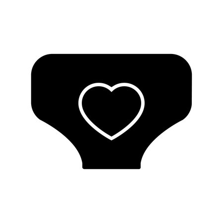 diaper with heart icon over white background, silhouette style, vector illustrationのイラスト素材
