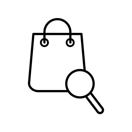 shopping bag and magnifying glass icon over white background, line style, vector illustrationのイラスト素材
