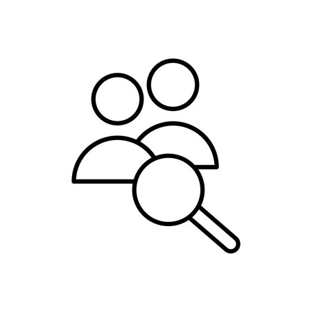 Search people line icon. Magnifying glass and people. Vector illustrationのイラスト素材