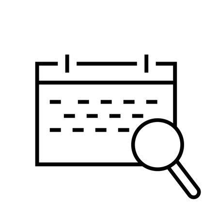 calendar reminder date with magnifying glass vector illustration line style iconのイラスト素材