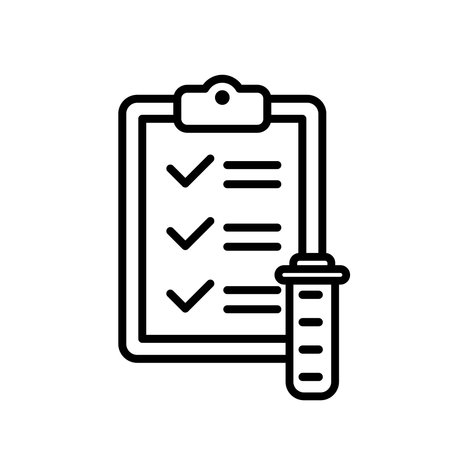 Medical report icon, concept illustration, outline symbol, vector sign, linear symbol.のイラスト素材